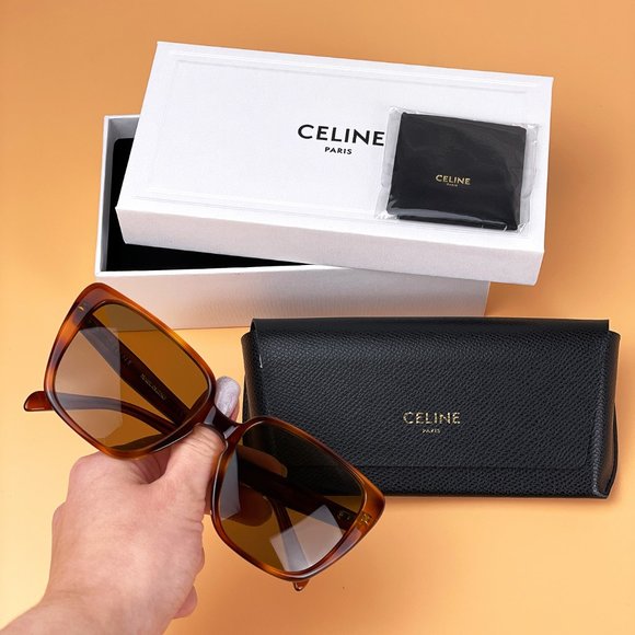 🔥 CELINE CL40047I/S 53E Sunglasses Havana Brown Oversized Women - Picture 9 of 9